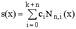 $s(x)=\overset{k+n}
		\to{\underset{i=0}\to{\sum }}c_iN_{n,i}(x)$