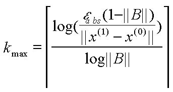$$k_{\max}=\left\lceil\frac{\log\left(\epsilon_{\rm abs}\cdot(1-\|B\|)/\|x^{(1)}-\xo\|\right)}{\log\|B\|}\right\rceil$$