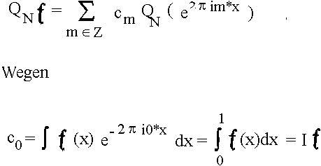$ Q_Nf = \sum_{m\in Z} c_m Q_N(e^{2\pi imx})
    c_0 = \int _0^1f(x)e^{-2\pi i0x}dx = \int_0^1 f(x)dx = If $